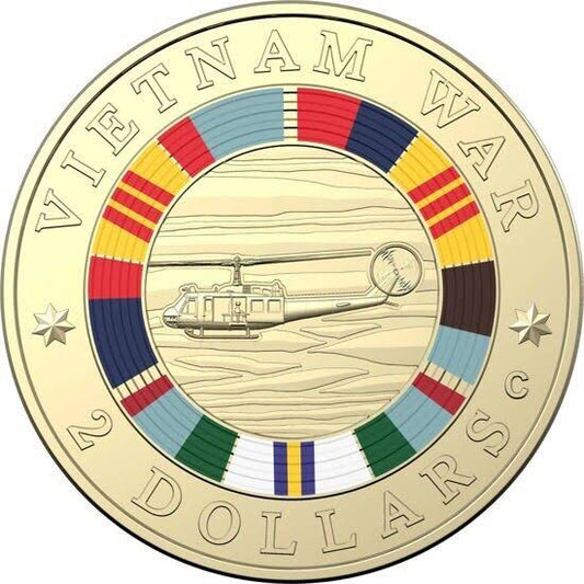 2023 $2 50TH ANNIVERSARY OF THE END OF AUSTRALIA'S INVOLVEMENT IN THE VIETNAM WAR COLOURED 'C' MINTMARK GOLD COIN