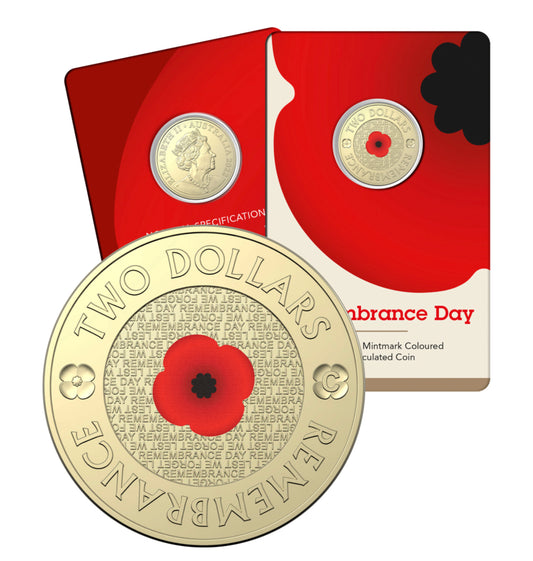 REMEMBRANCE DAY 2022 $2 C MINTMARK COLOURED UNCIRCULATED COIN