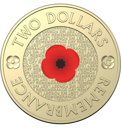 REMEMBRANCE DAY 2022 $2 C MINTMARK COLOURED UNCIRCULATED COIN